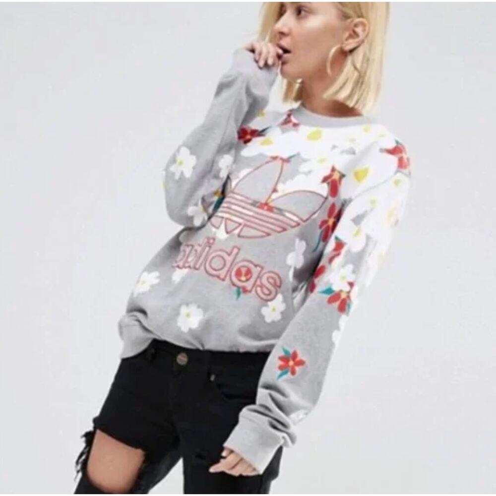 Adidas Women's Floral Gray Sweatshirt